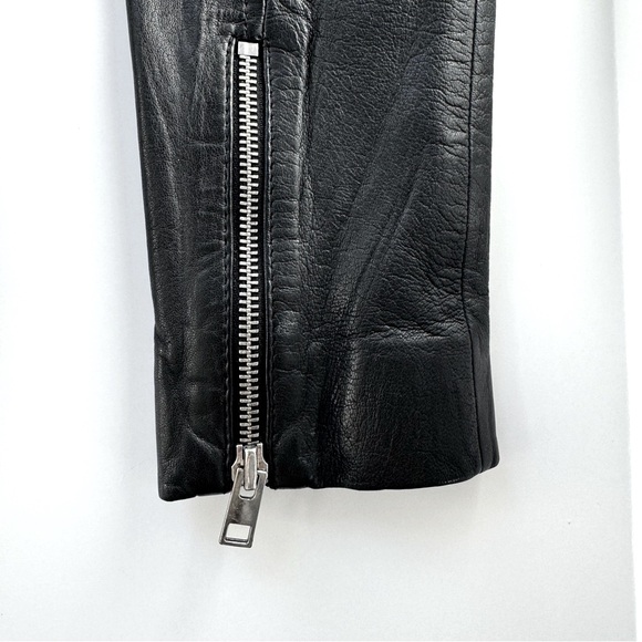 Lucky Brand Black Leather Moto Jacket Women’s Medium Silver Hardware - Picture 5 of 10